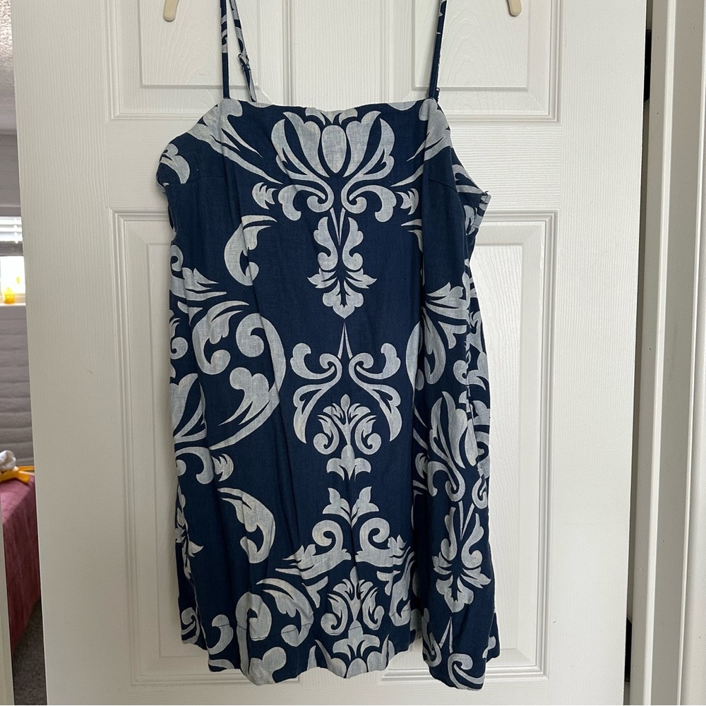 Abercrombie Printed Mini Shift Dress Size L Linen Summer Shorts Under